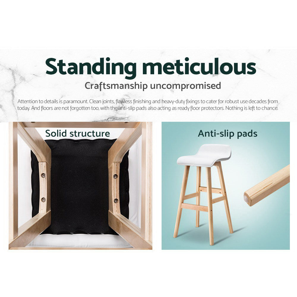 Set of 2 Wooden Bar Stools - White