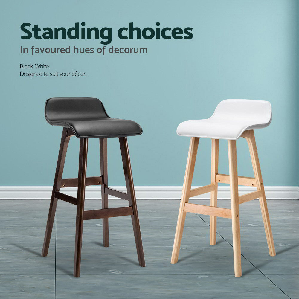 Set of 2 Wooden Bar Stools - White