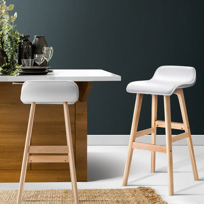 Set of 2 Wooden Bar Stools - White
