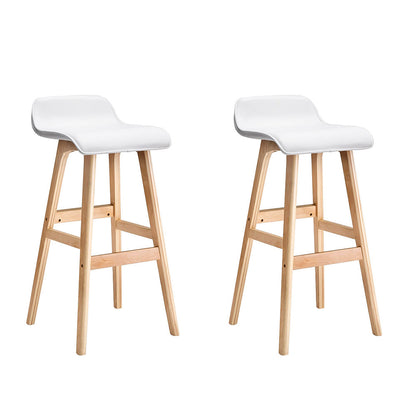 Set of 2 Wooden Bar Stools - White