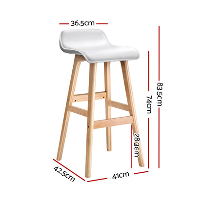 Set of 4 Sliva  Wooden Bar Stools - White