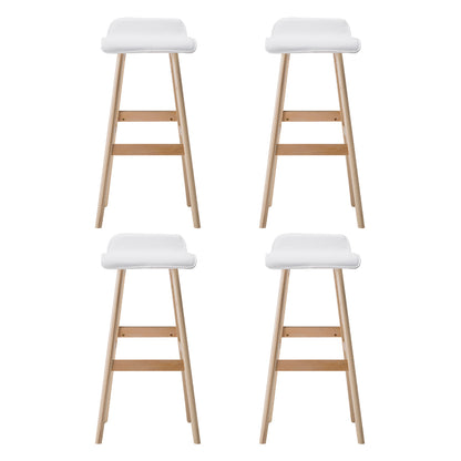 Set of 4 Sliva  Wooden Bar Stools - White