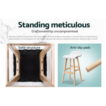 Set of 4 Sliva  Wooden Bar Stools - White