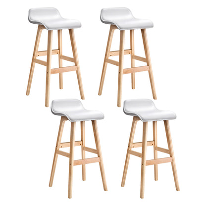 Set of 4 Sliva  Wooden Bar Stools - White