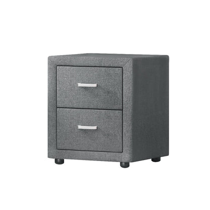 Caden Bedside Table 2 Drawers Fabric - Grey