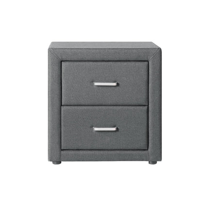 Caden Bedside Table 2 Drawers Fabric - Grey