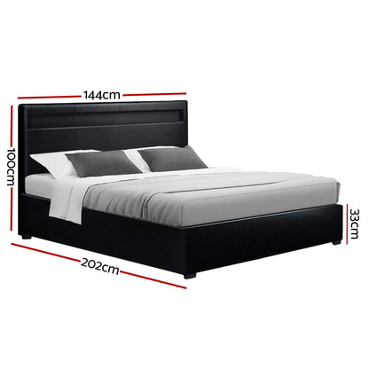 Cole Double LED Gas Lift Bed Frame - Black