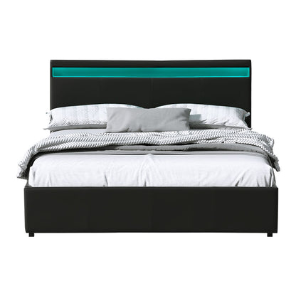 Cole Queen LED Gas Lift Bed Frame - Black