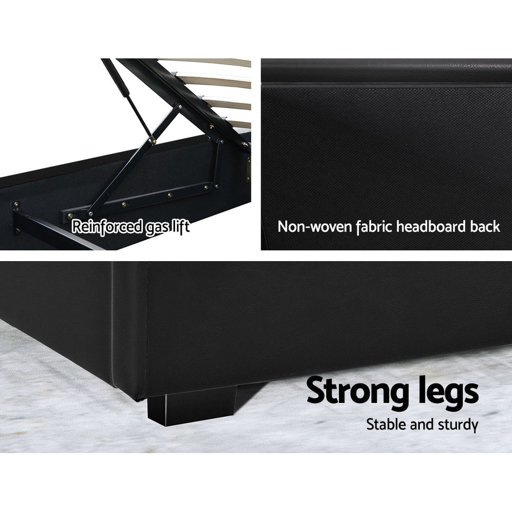 Cole Queen LED Gas Lift Bed Frame - Black