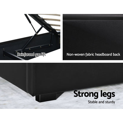 Cole Queen LED Gas Lift Bed Frame - Black