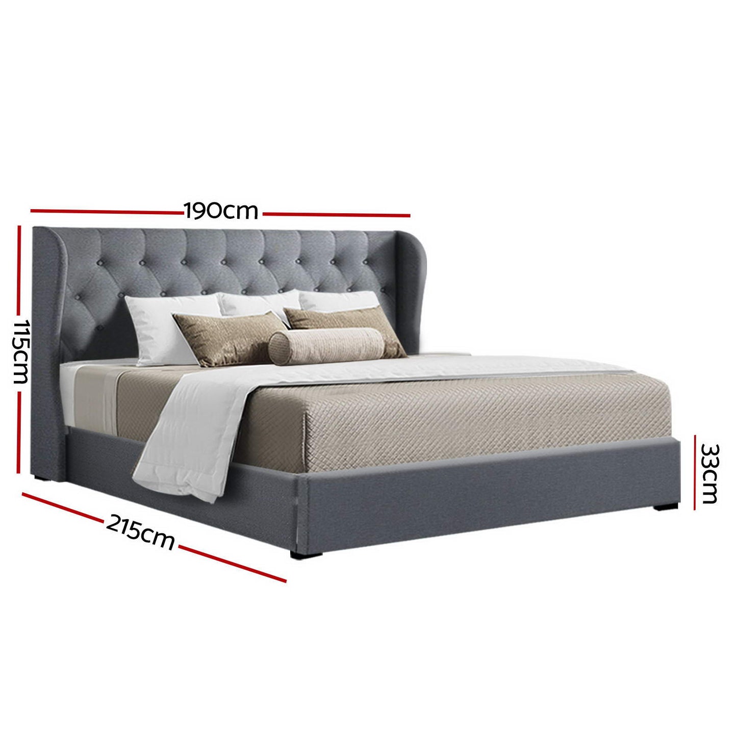 Issa King Gas Lift Bed Frame - Grey