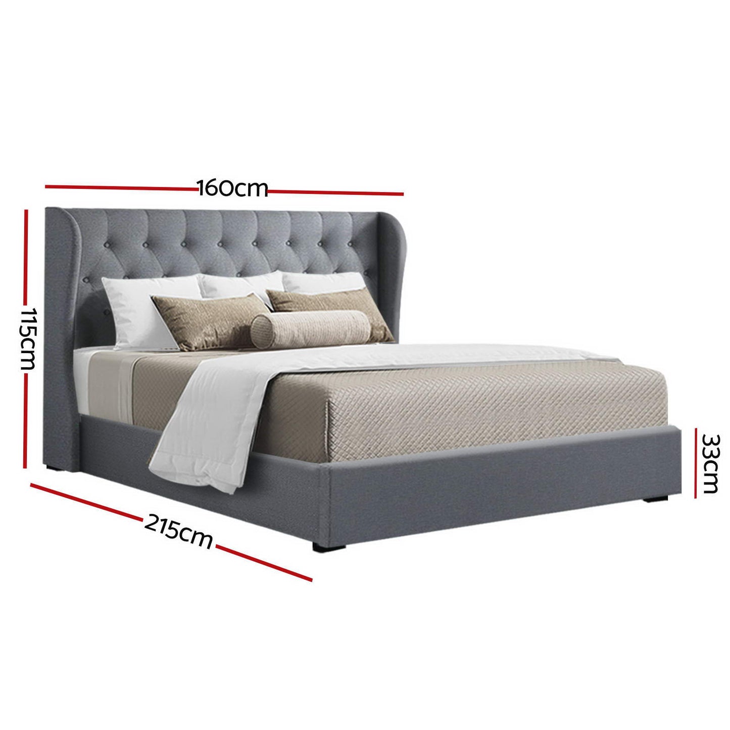 Issa Queen Gas Lift Bed Frame - Grey