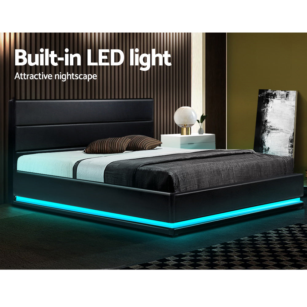 Lumi King LED Gas Lift Bed Frame - Black