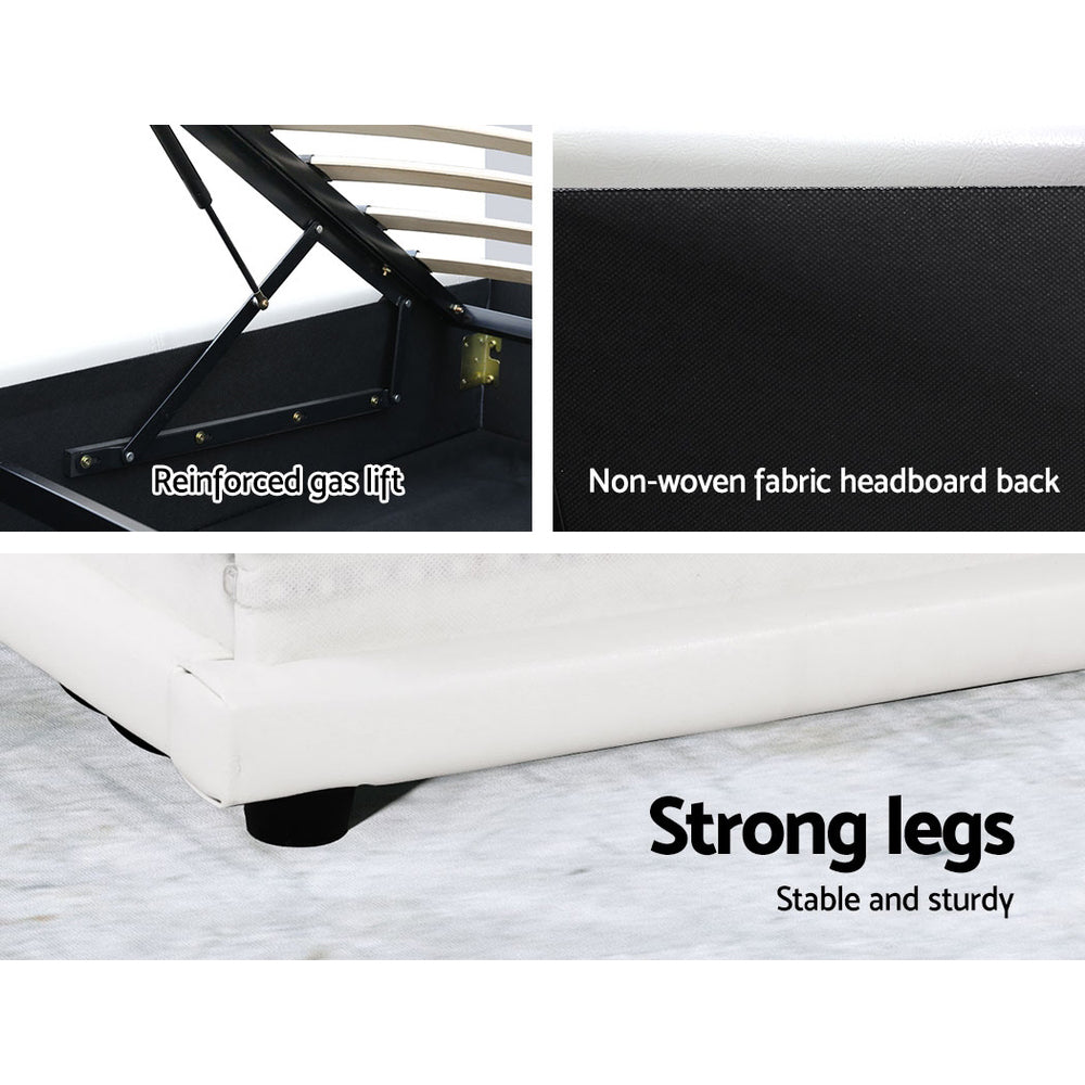 Lumi Queen LED Gas Lift Bed Frame - White