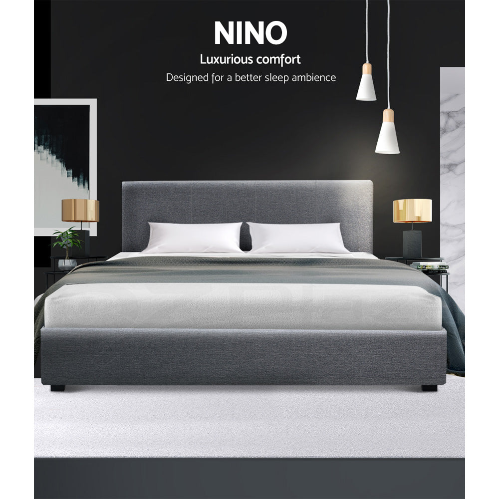 Nino Gas Lift Double Bed Frame - Grey