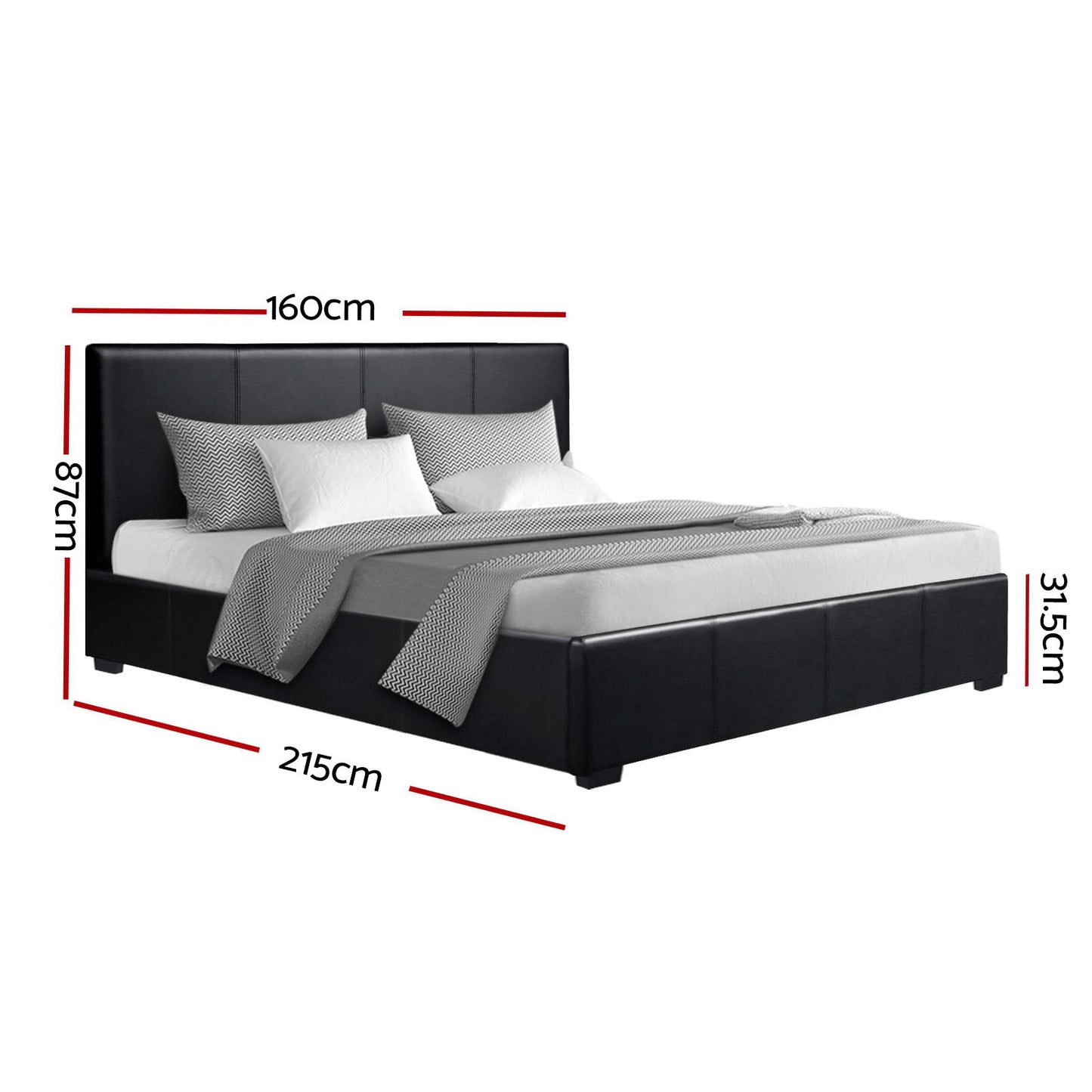 Nino Gas Lift Queen Bed Frame - Black
