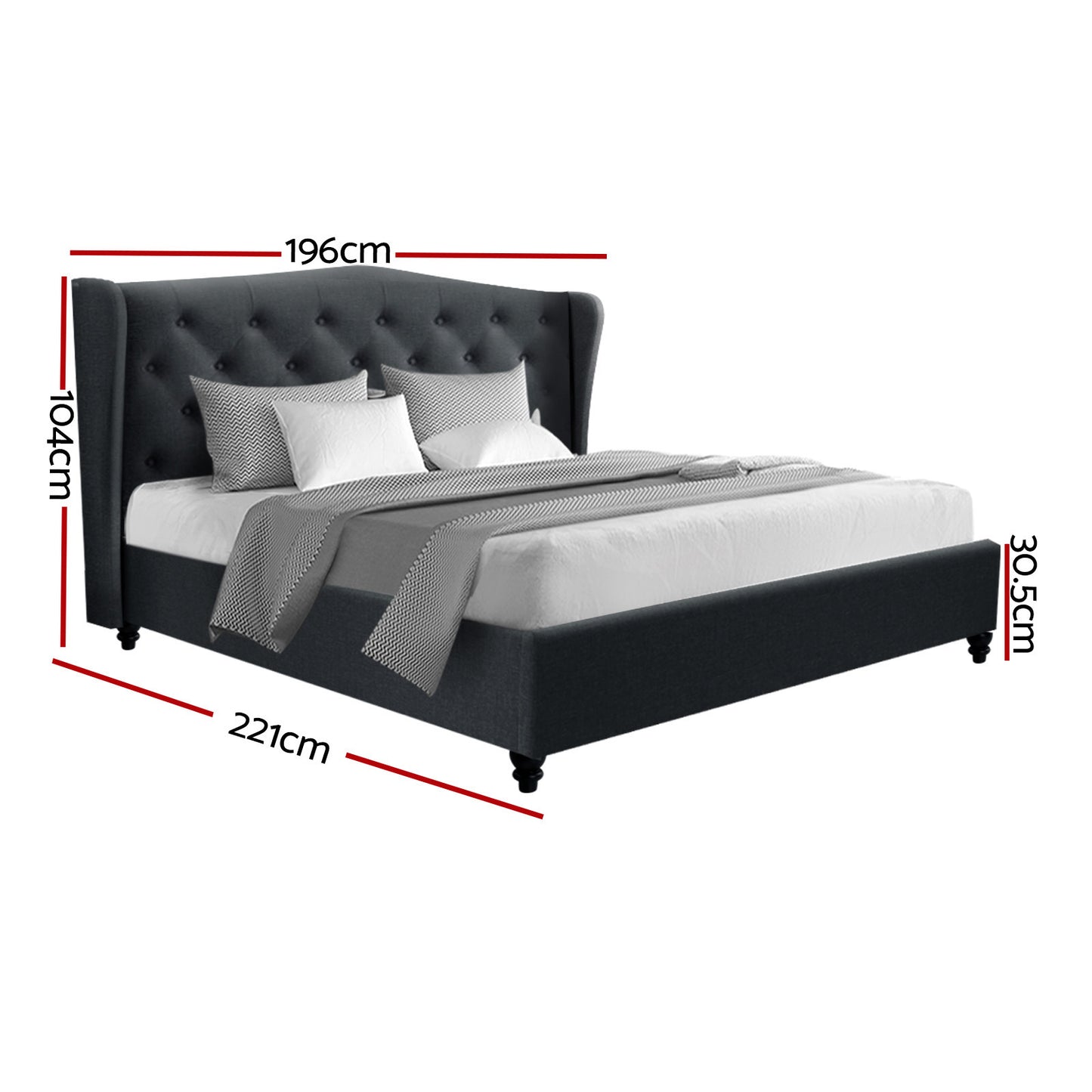 Pier King Bed Frame - Charcoal