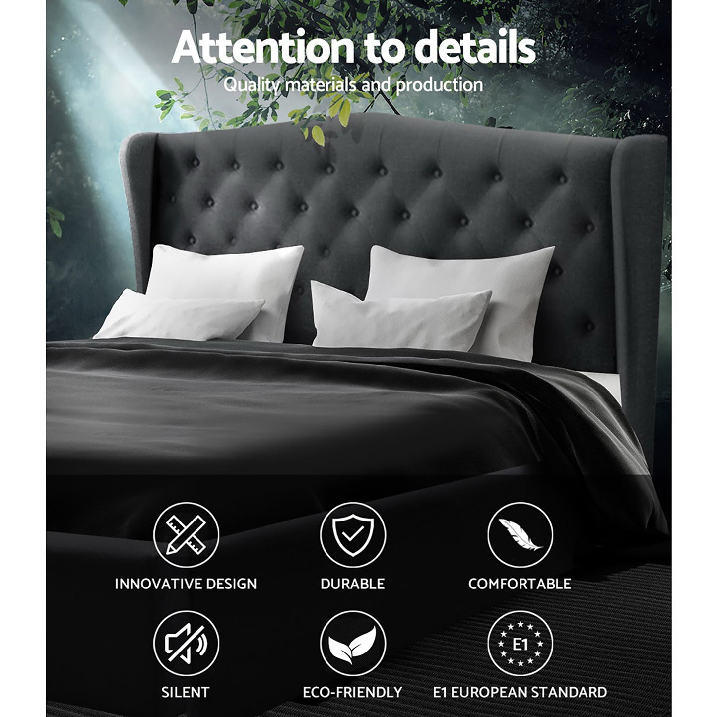 Pier King Bed Frame - Charcoal