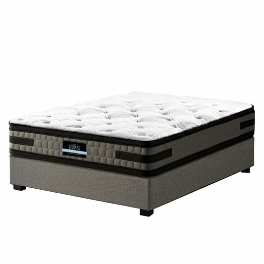King Single Gas Lift Bed Frame with Luna Memory Foam Mattress - Grey