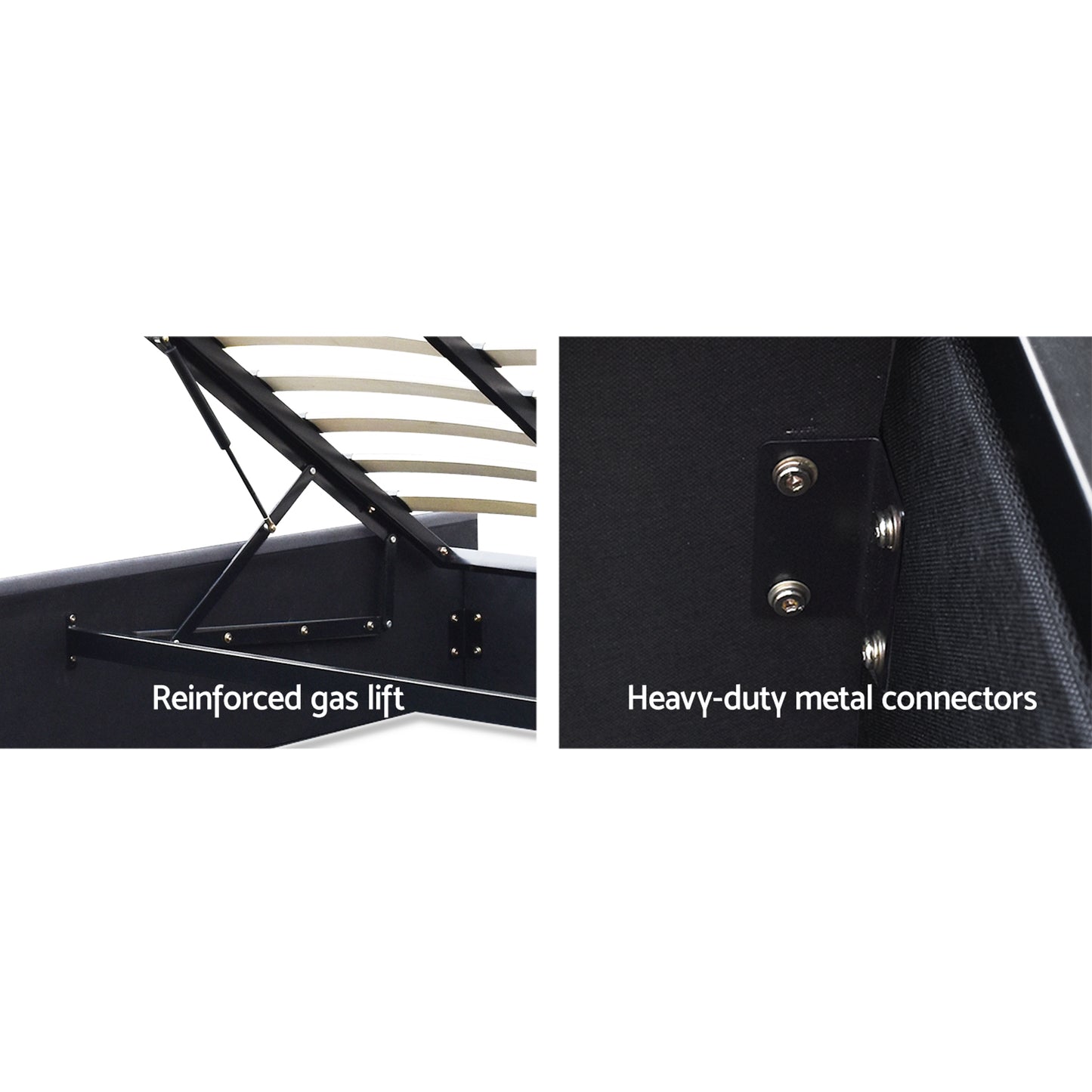 King Single Gas Lift Bed Frame with Luna Memory Foam Mattress - Grey