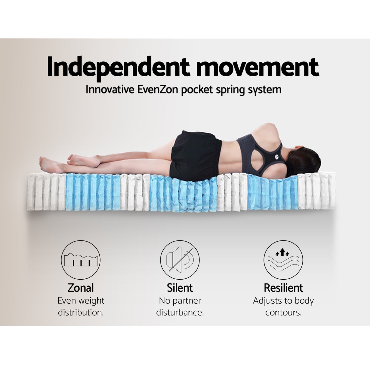 King Single Gas Lift Bed Frame with Luna Memory Foam Mattress - Grey