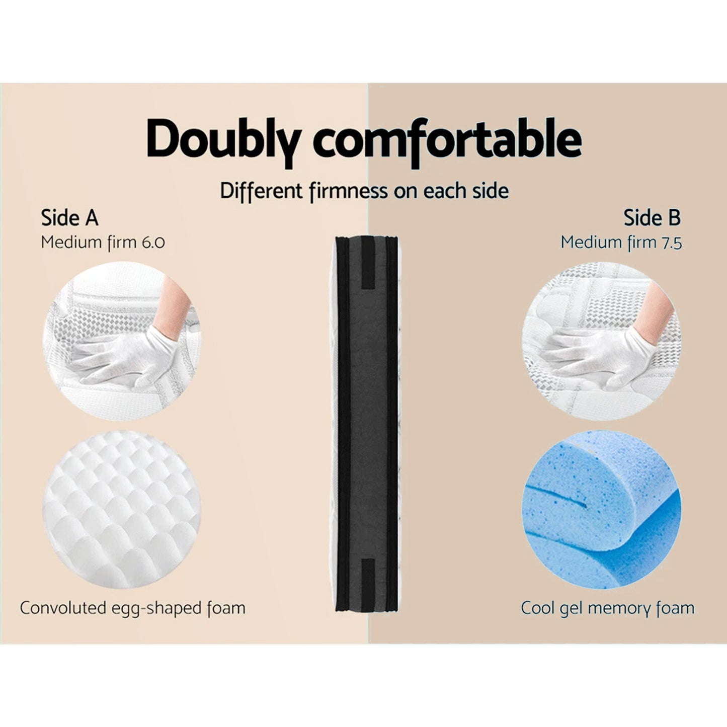 King Single Gas Lift Bed Frame with Luna Memory Foam Mattress - Grey