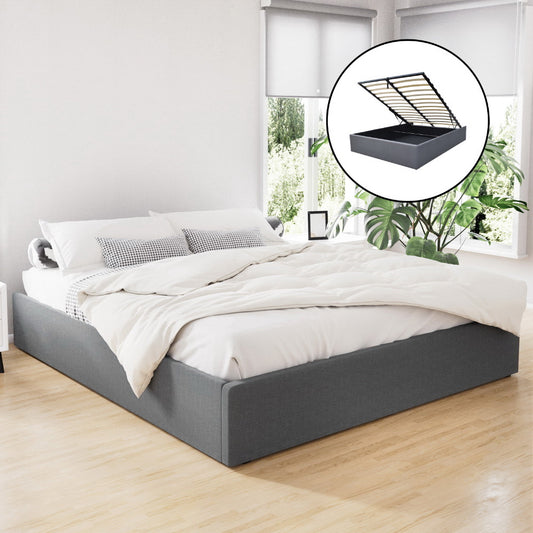 Toki King Gas Lift Bed Frame - Grey
