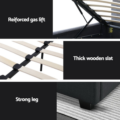 Vila Double Gas Lift Bed Frame - Charcoal