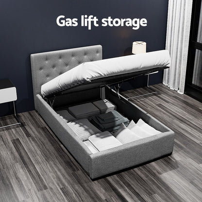 Vila King Single Gas Lift Bed Frame - Grey