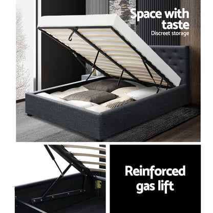 Vila Queen Gas Lift Bed Frame - Charcoal