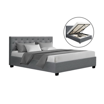 Vila Gas Lift Queen Bed Frame - Grey