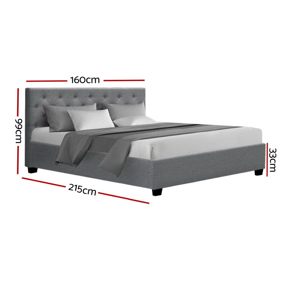 Vila Gas Lift Queen Bed Frame - Grey