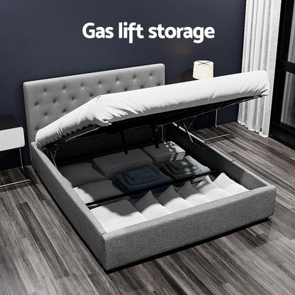 Vila Gas Lift Queen Bed Frame - Grey