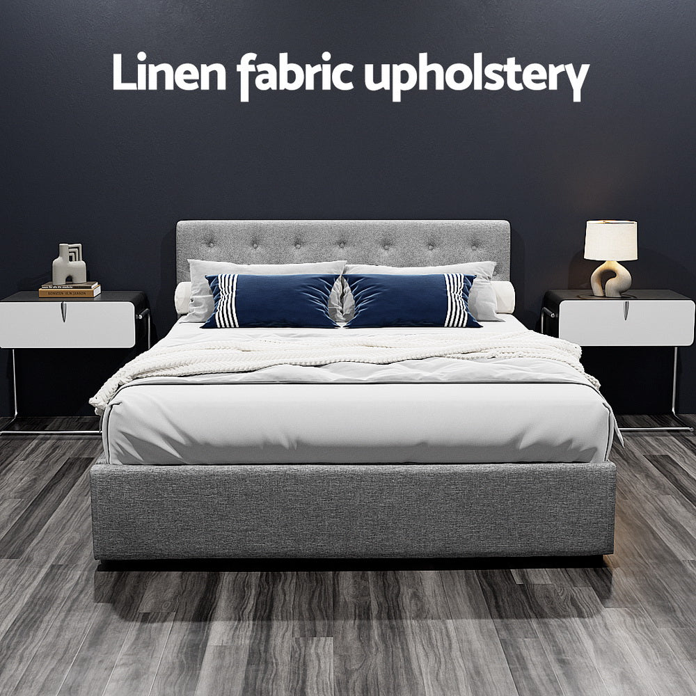 Vila Gas Lift Queen Bed Frame - Grey