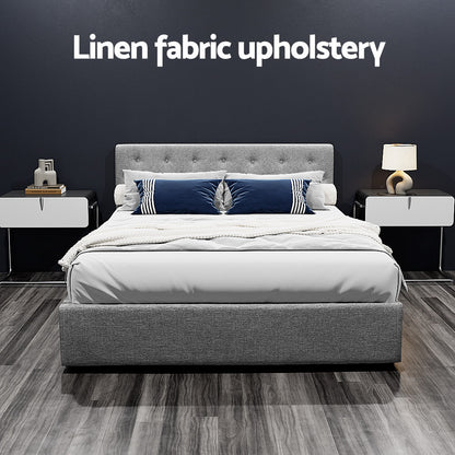 Vila Gas Lift Queen Bed Frame - Grey