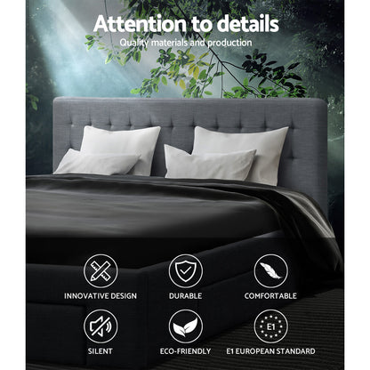 Avio King Bed Frame with 4 Drawers - Grey