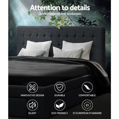 Avio Queen Bed Frame with 4 Drawers - Charcoal