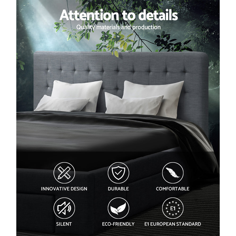 Avio Queen Bed Frame with 4 Drawers - Grey