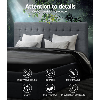 Avio Queen Bed Frame with 4 Drawers - Grey