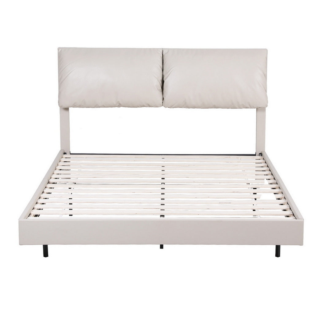 Daylight Double LED Floating Bed Frame - Beige White
