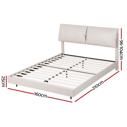 Daylight Queen LED Floating Bed Frame - Beige White