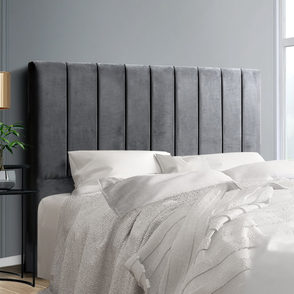 Queen Size | Sala Velvet Bed Headboard - Grey