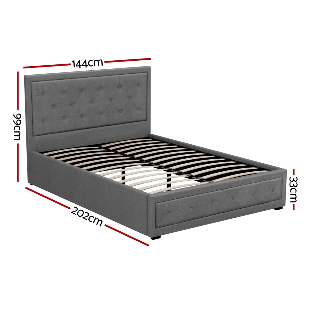 Tiyo Double Gas Lift Bed Frame - Grey