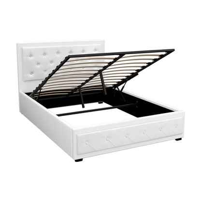 Tiyo Double Gas Lift Bed Frame - White