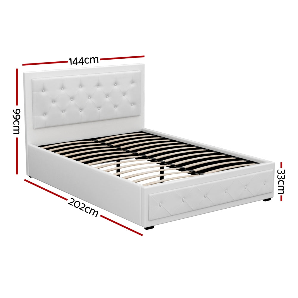 Tiyo Double Gas Lift Bed Frame - White