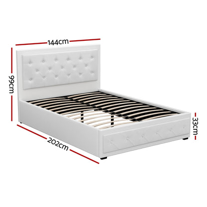 Tiyo Double Gas Lift Bed Frame - White