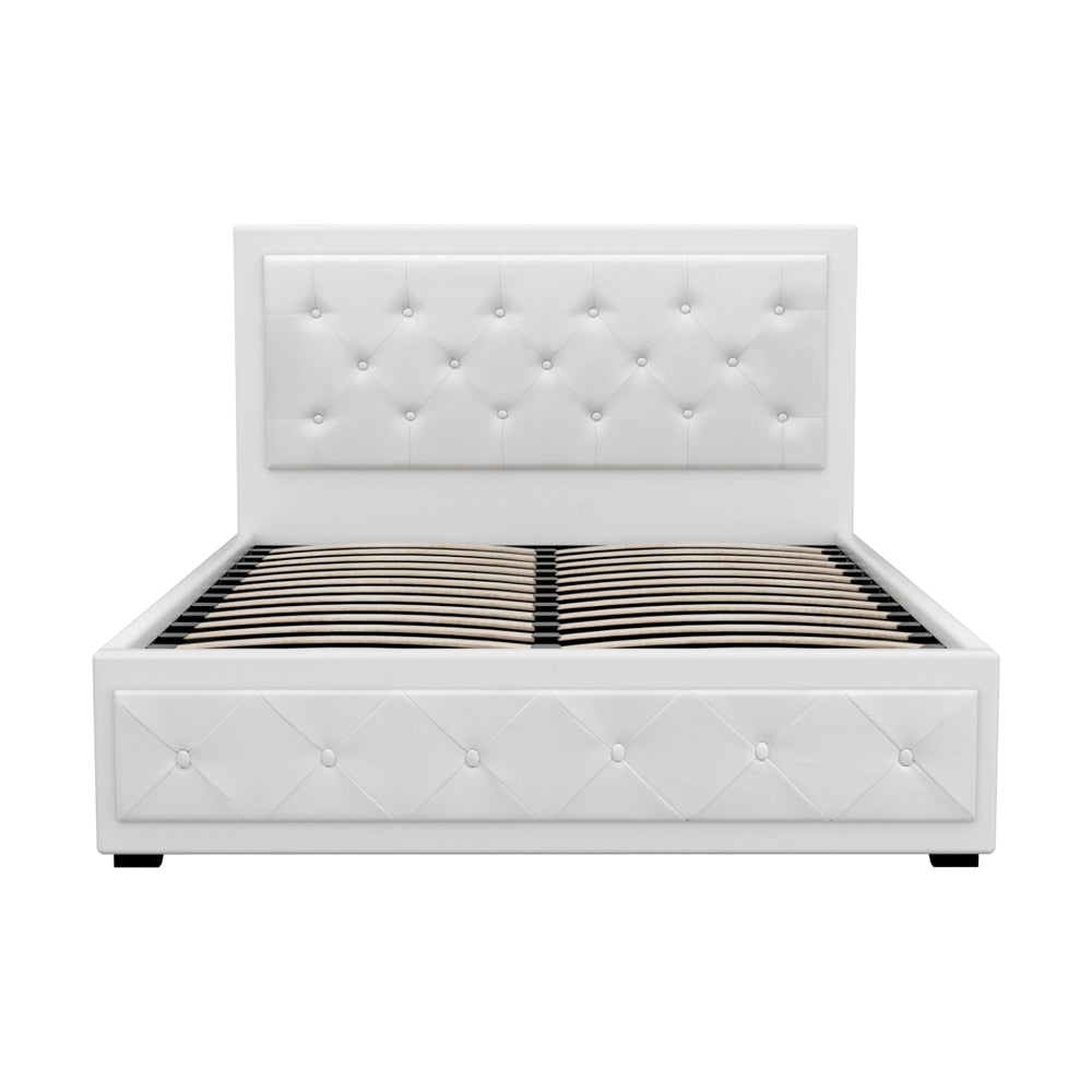 Tiyo Double Gas Lift Bed Frame - White