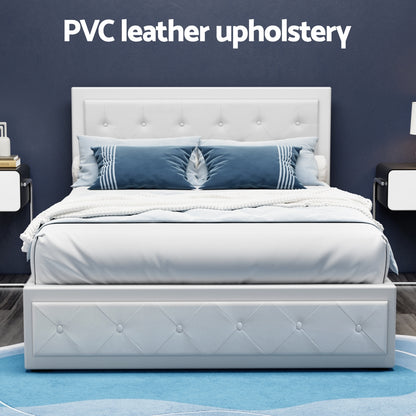 Tiyo Double Gas Lift Bed Frame - White