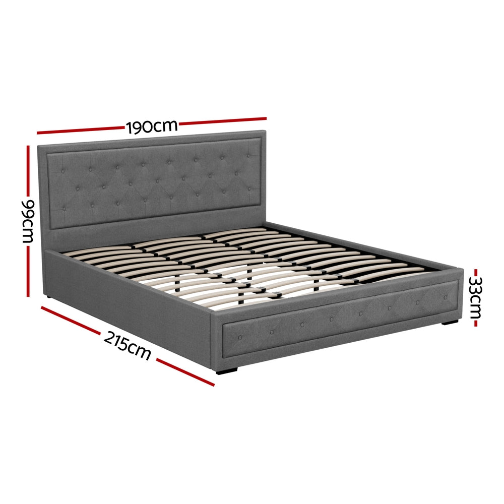 Tiyo King Gas Lift Bed Frame - Grey