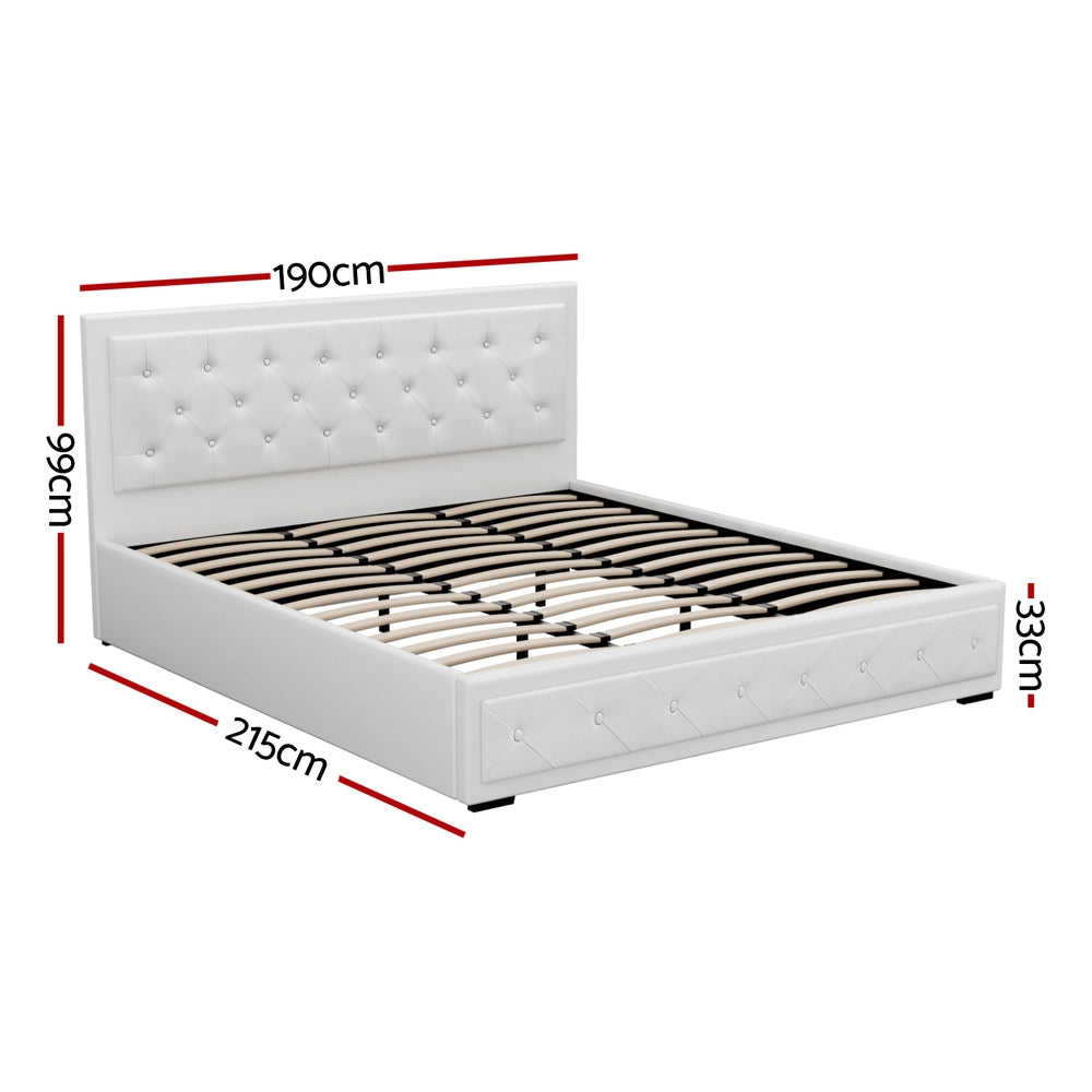Tiyo King Gas Lift Bed Frame - White